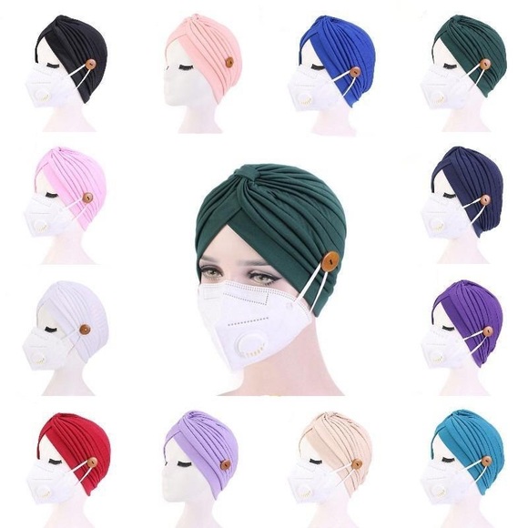 3 Pcs Woman Hijab Turban Hats Headband With Button - Picture 1 of 14